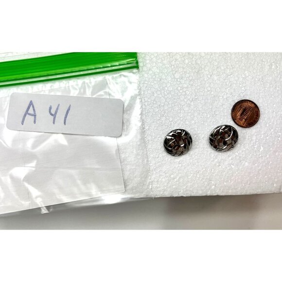 Silver Metal Earrings With Floral Design 1/2 Inch Diameter A41 - Picture 3 of 3